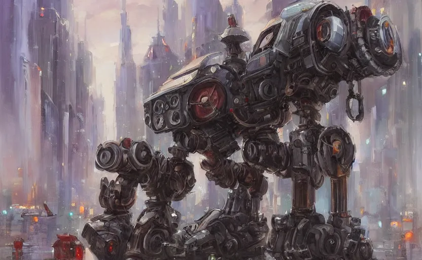 Image similar to Alchemy mech robot gloomy city. By Konstantin Razumov, highly detailded