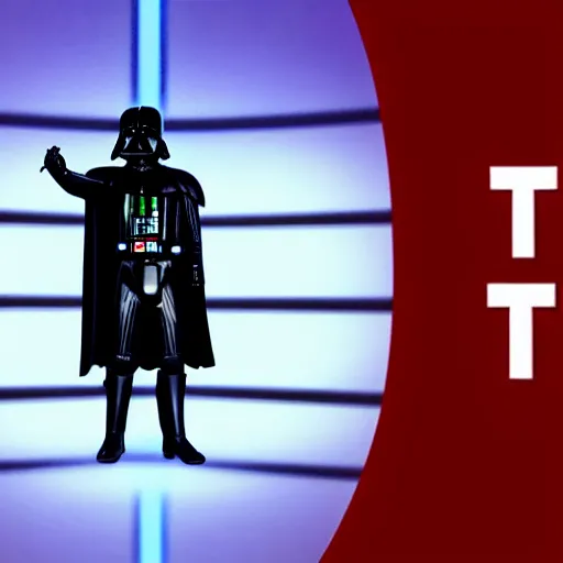 Image similar to rare photo of darth vader giving ted talk