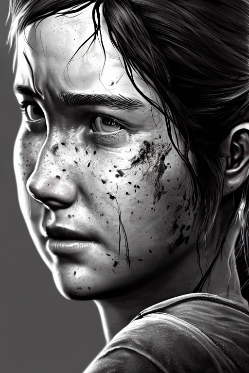 Image similar to ultra detailed facial portrait of ellie from the last of us part 2, digital art, character portrait, highly detailed, trending on artstation, cinematic lightning, sharp focus, perfect face, pretty face, fine - face, illustration, 8 k, ultra texture, artgerm