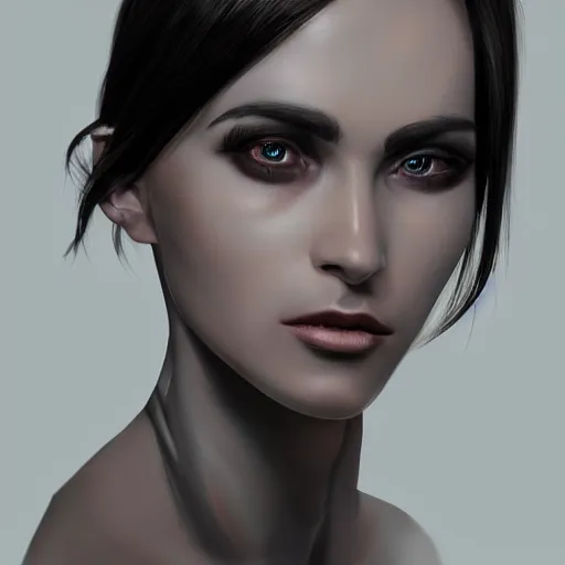 Prompt: Hyper realistic portrait of a dark elf, shoulder length black hair, wearing a suit, sharp facial features, digital art, highly detailed, trending on artstation