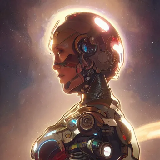 Image similar to cyborg droid entanglement milky way, epic lighting, sketch illustration, ultra detailed, art by artgerm and greg rutkowski and alphonse mucha