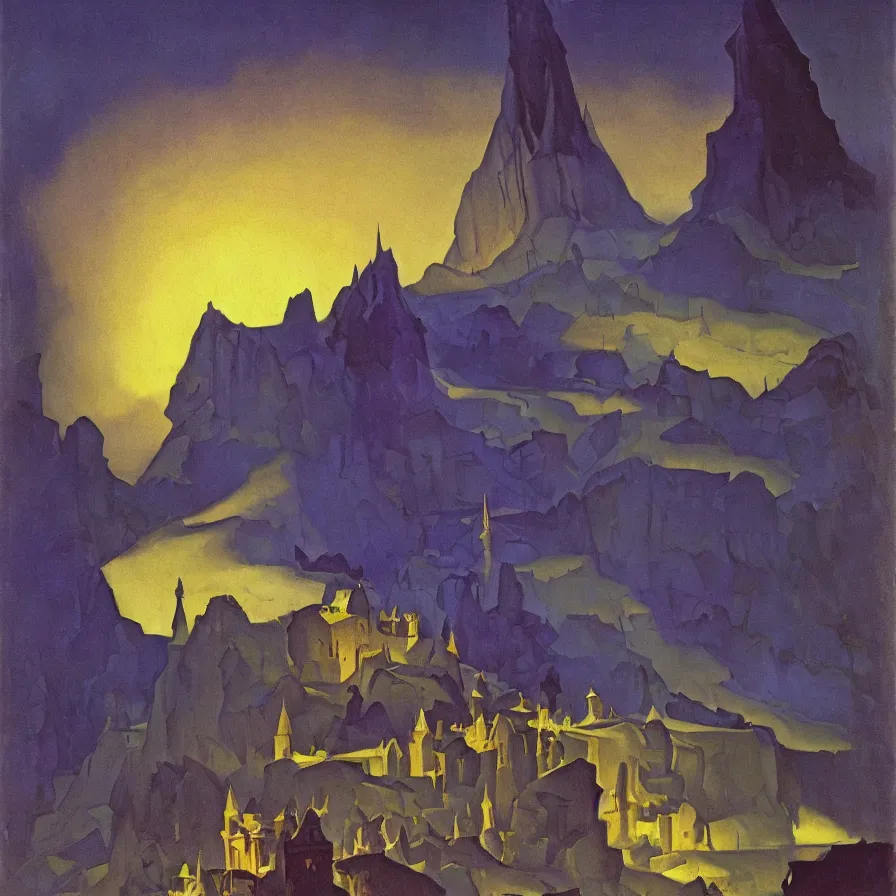 Prompt: a detailed oil painting of dungeon at night, by nicholas roerich, by frank frazetta, by hans emmenegger, by bruce pennington, by eyvind earle, moisture, grainy, highly detailed, realistic, outline, line,