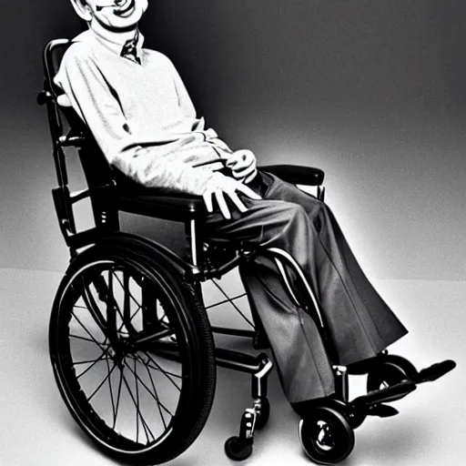 Image similar to steven hawking on a flying wheelchair