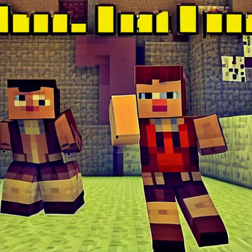 Image similar to quentin tarantino in the video game minecraft