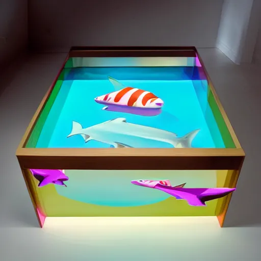 Prompt: glowing 1975 godly London polygon shark oasis drawer flora , by Jeff Koons and George Lucas and Georgia O'Keeffe , lowbrow , quantum wavetracing , cluttered