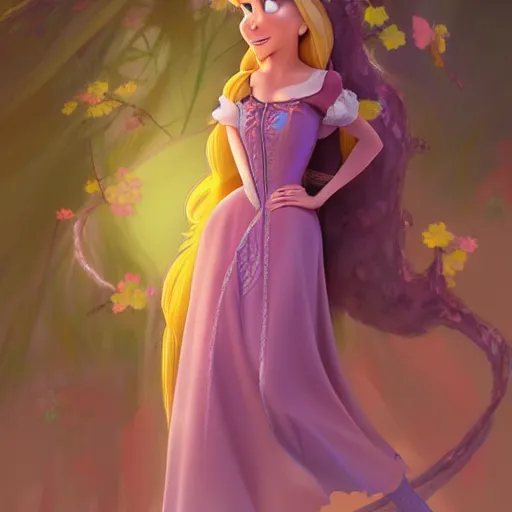 Image similar to rapunzel from disney's tangled, digital painting, 4k, anime key visual, artstation, kuvshinov ilya