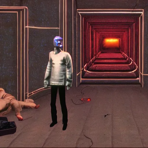 Image similar to david cronenberg's videodrome as a ps 1 survival horror game developed by team silent