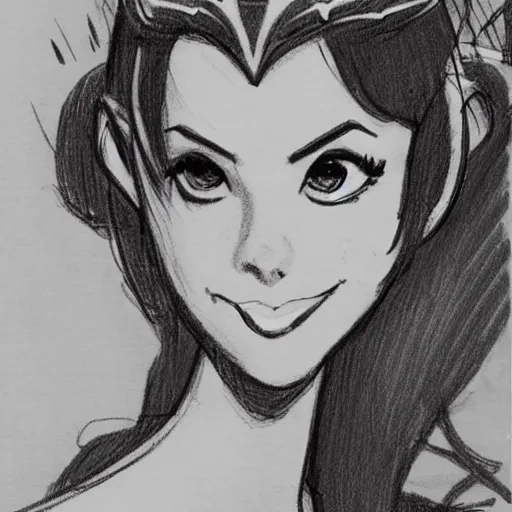 Image similar to milt kahl sketch of victoria justice as princess padme from star wars episode 3