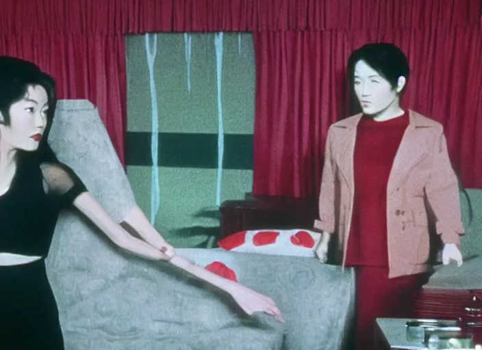 Image similar to Still frame the retro Twin Peaks, depicting the red room scene from Twin Peaks, directed by Nobuhiko Obayashi