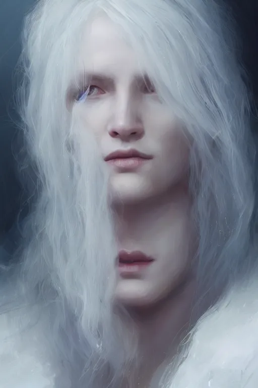 Image similar to a fancy portrait of a beautiful young strong women with long white hair by greg rutkowski, sung choi, mitchell mohrhauser, maciej kuciara, johnson ting, maxim verehin, peter konig, bloodborne, 8 k photorealistic, cinematic lighting, hd, high details, dramatic, dark atmosphere, trending on artstation