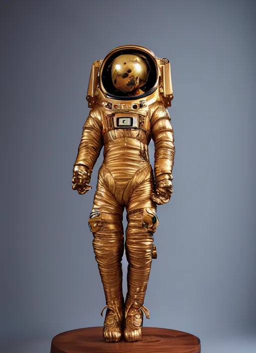 Prompt: high intricate statue of an astronaut carved from wood in baroque style, studio light, maria panfilova, andrea savchenko, mike kime, ludovic plouffe, qi sheng luo, oliver cook, trending on artstation