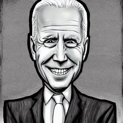 Image similar to grunge drawing of joe biden in the style of corpse bride