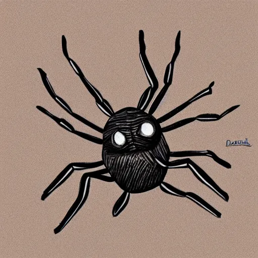 Prompt: a spider that is begging a woman for food, digital art