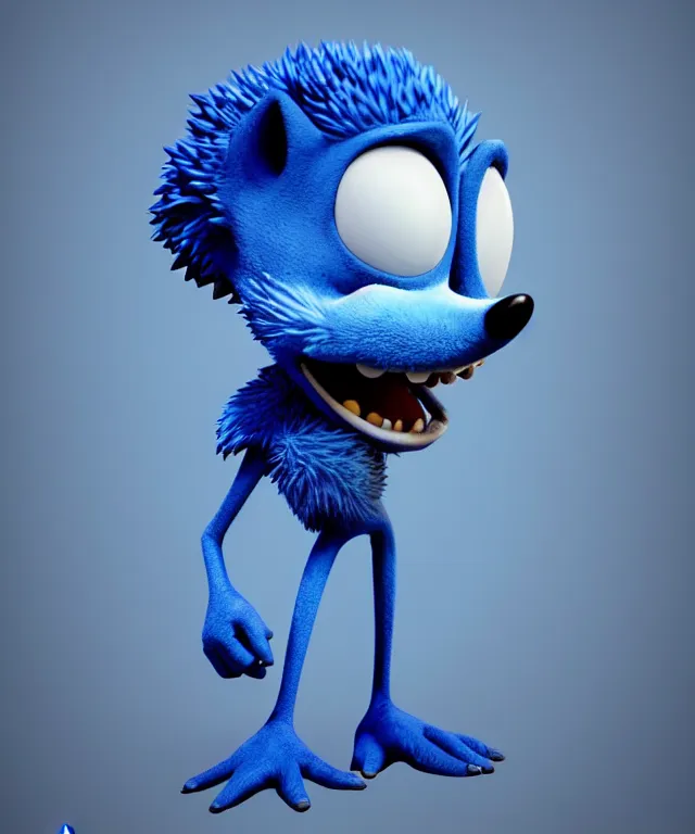 Image similar to an anthropomorphic blue hedgehog in the style of pixar, crisp 8 k line art, digital painting, artstation, unreal engine, octane render, concept art, matte, sharp focus, illustration, art by dave kendall