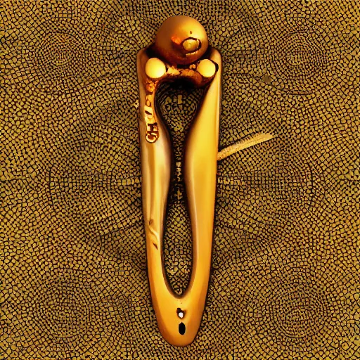 Prompt: polished gold tools designed in the style of body horror