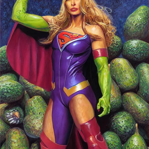 Image similar to avocado superheroine, by donato giancola.