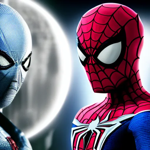 Image similar to character portrait of Spiderman merged with MoonKnight, 4k, highly detailed, cinematic lighting, characters merged