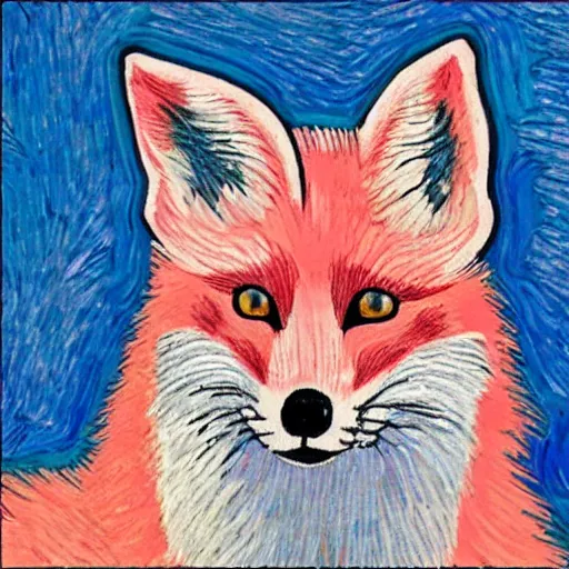 Image similar to pink fox, style of van gogh, profile image