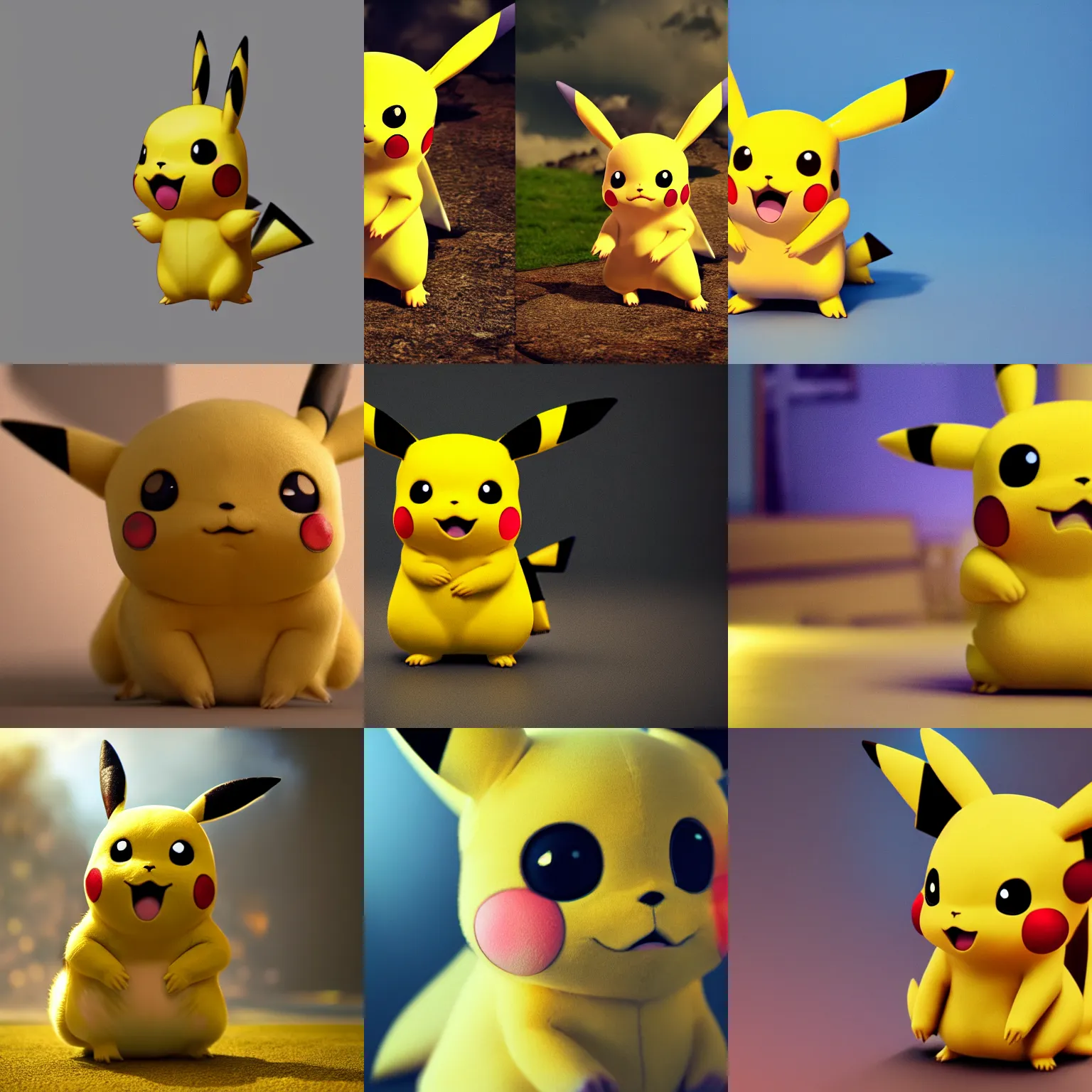 Prompt: photography of a real cute pikachu, 8 k, cinematic lighting, natural background, trending on artstation, pokemon, realistic