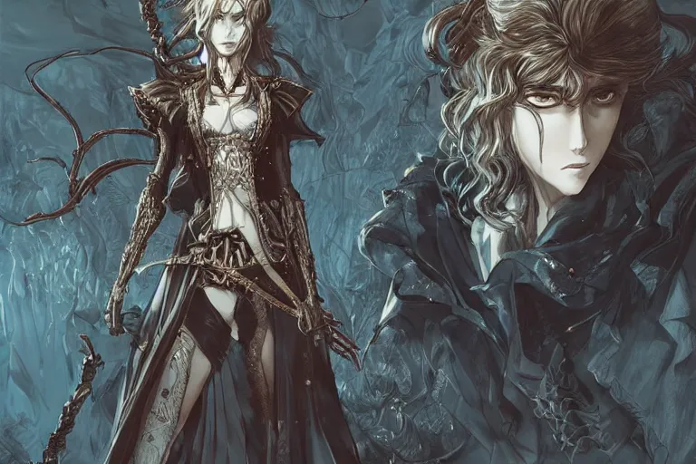 Image similar to an angry mob, elegant, beautiful, mesmerizing, concept art, fancy clothing, highly detailed, artstation, behance, deviantart, inspired by innocent manga, inspired by castlevania concept art, trending, ayami kojima, shinichi sakamoto