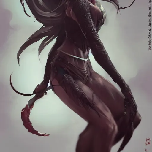 Image similar to charming character yae miko from video game genshin impact full body, dark aesthetic, intricate, elegant, sharp focus, illustration, highly detailed, digital painting, concept art, matte, art by wlop and artgerm and greg rutkowski and jae lee, masterpiece