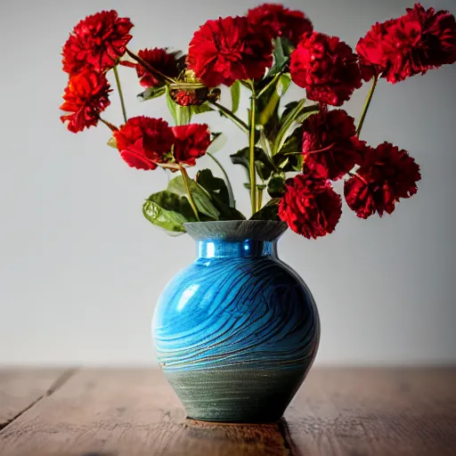 Prompt: dslr photo of a vase on a table, 35mm, f/1.3