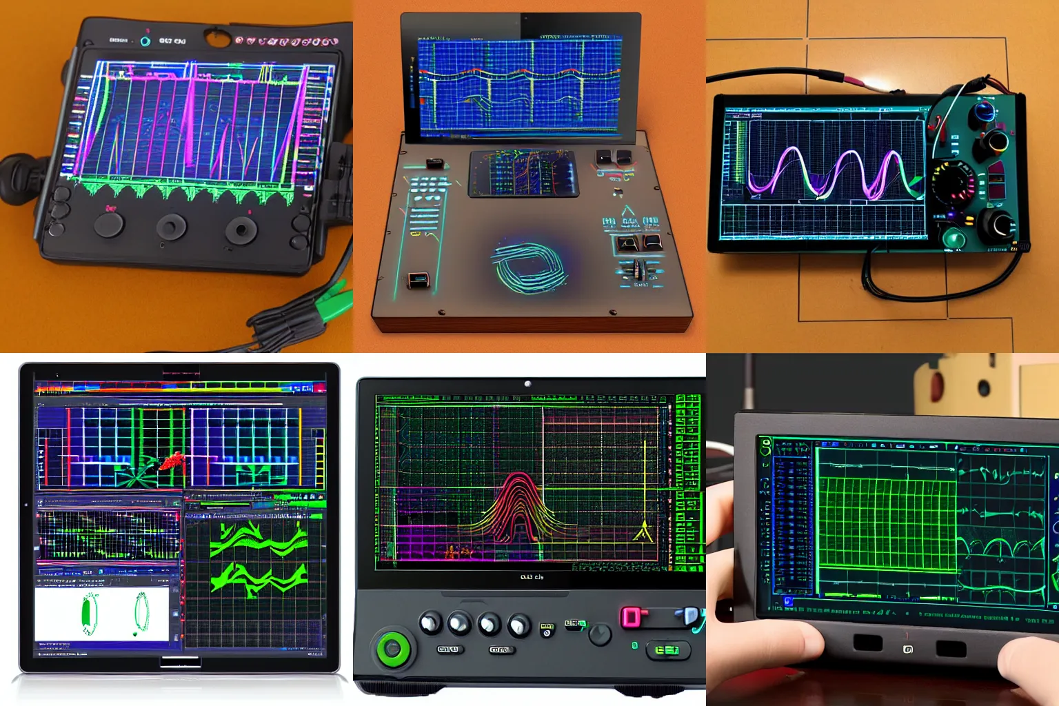 Prompt: Gaming style oscilloscope, rgb