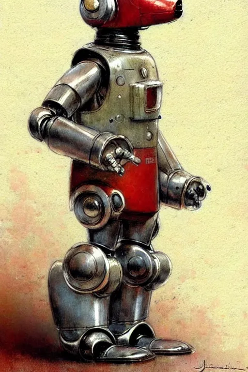 Prompt: adventurer ( ( ( ( ( 1 9 5 0 s retro future android robot dog. muted colors. ) ) ) ) ) by jean baptiste monge!!!!!!!!!!!!!!!!!!!!!!!!! chrome red