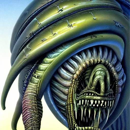 Image similar to aliens from the second edition of barlowe's guide to extraterrestrials, highly detailed, photorealistic, artstation, highly detailed, oil painting, dramatic lighting, award - winning, accurate anatomy