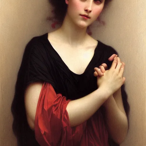 Image similar to portrait of a young woman, by bouguereau, tom bagshaw, wlop