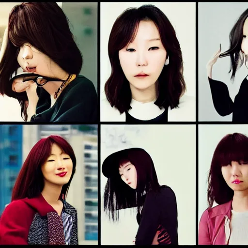 Image similar to women in the style of kim hyung - tae