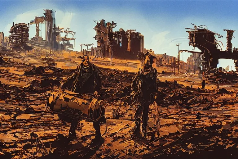 Prompt: garfield wanders a post - apocalyptic wasteland, concept art by syd mead, very detailed, award - winning, fantastic, science fiction art,