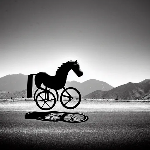 Image similar to horse bicycle!!!, cycling!!, anthropomorphic!!!!!, mountains, humanlike, award winning photo,