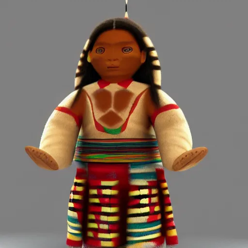 Image similar to : ancient hopi doll native American 3d render octane