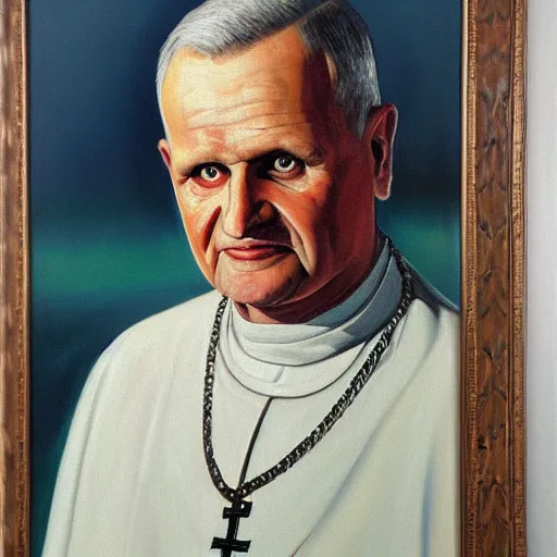 Prompt: Holy Karol Wojtyła oil painting