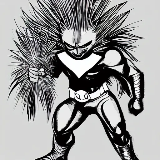 Prompt: a superhero porcupine, sketch