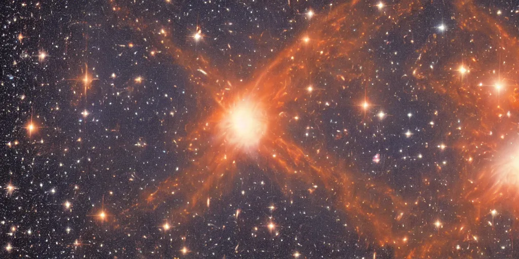 Image similar to a highly detailed image of an exploding star taken by the Hubble Telescope,