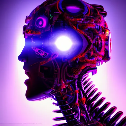 Prompt: psychedelic organic cyborg, realism, extreme detail, real life, key art, soft light, volumetric light, photo by albert aublet