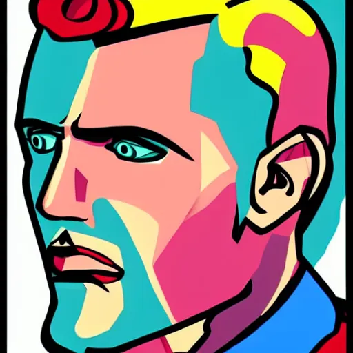 Prompt: amazing handsome male, pop art cartoon style, portait, cartton network