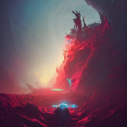 Prompt: Now I am become death, the destroyer of worlds, by Hans Zatzka, by Anton Fadeev, by Beeple, by Michal Karcz, paradigm shift, super consciousness, highly detailed, trending on ArtStation, CGSociety, Ultrarealism, oil on canvas, 4k, HD masterpiece