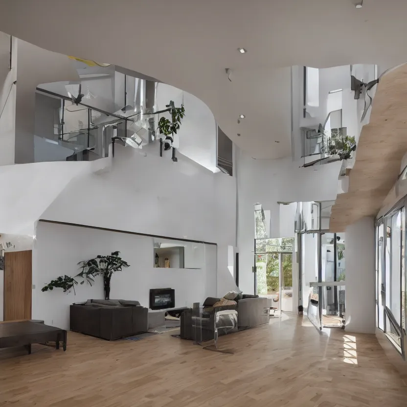 Image similar to Interior photograph of a bright modern house, 8k, ultra HD