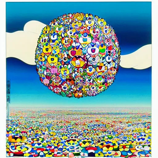 Prompt: a surreal landscape by takashi murakami