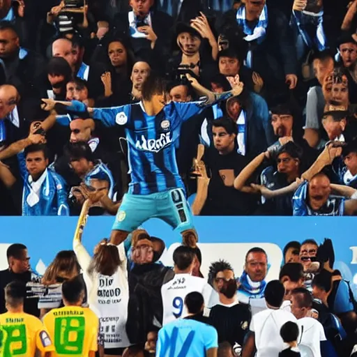 Image similar to Neymar supporting Olympique de Marseille with their ultras