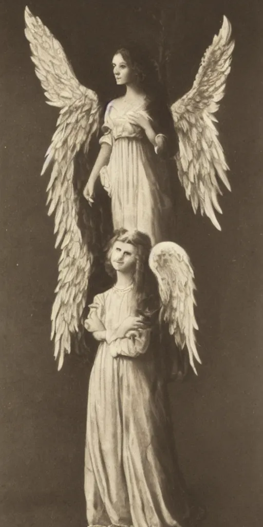 Image similar to full body portrait of young women with angel wings