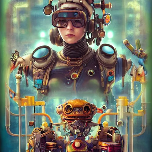 Image similar to lofi biopunk steampunk pokemon poster, Pixar style, by Tristan Eaton Stanley Artgerm and Tom Bagshaw, 8k, digital art, hd, render,