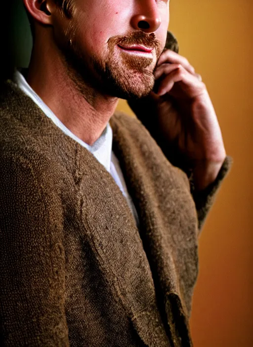 Image similar to ryan gosling fused with a goose neck, natural light, bloom, detailed face, magazine, press, photo, steve mccurry, david lazar, canon, nikon, focus