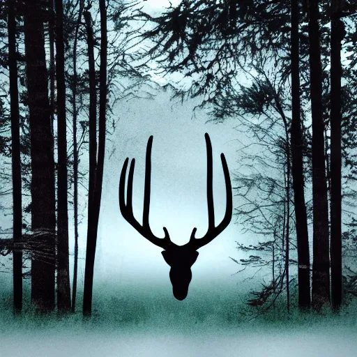 Image similar to a forest inside a negative space in the shape of a deer