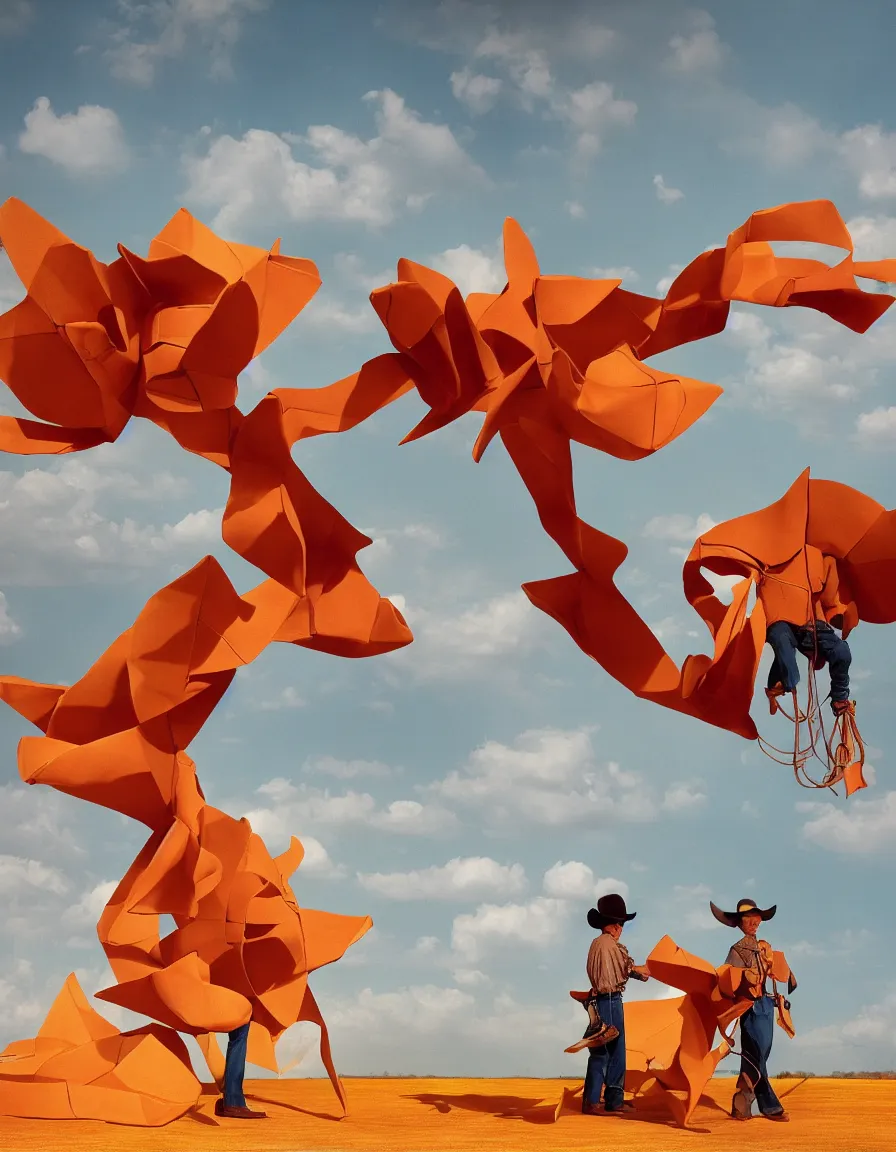 Prompt: a cowboy turning into blooms by slim aarons, by zhang kechun, by lynda benglis. tropical sea slugs, brutalist angular sharp tractor tires. complementary colors. warm soft volumetric dramatic light. national geographic. 8 k, rendered in octane, smooth gradients. origami sculpture by antonio canova.