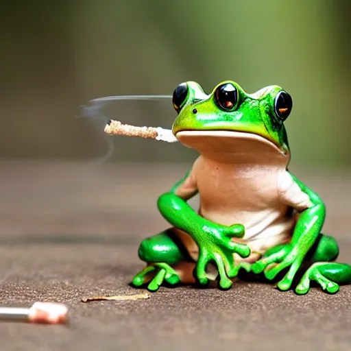 Image similar to frog smoking a joint