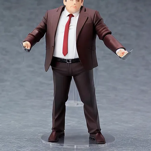 Image similar to Jonah Hill as a Figma anime figurine. Posable PVC action figurine. Detailed artbreeder face. Full body 12-inch Figma anime statue.